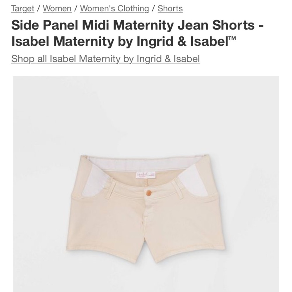 Khaki maternity jean shorts